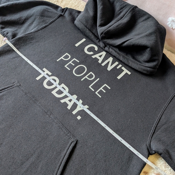 Black Graphic Hoodie, Adult Unisex, Medium, "I Can't People Today" - Picture 4 of 10